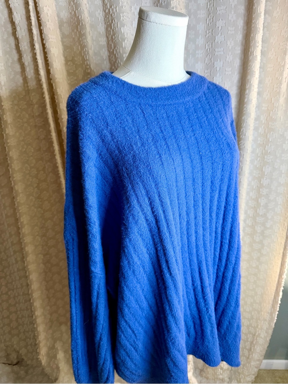 aerie Bright Blue Ribbed Crewneck Sweater